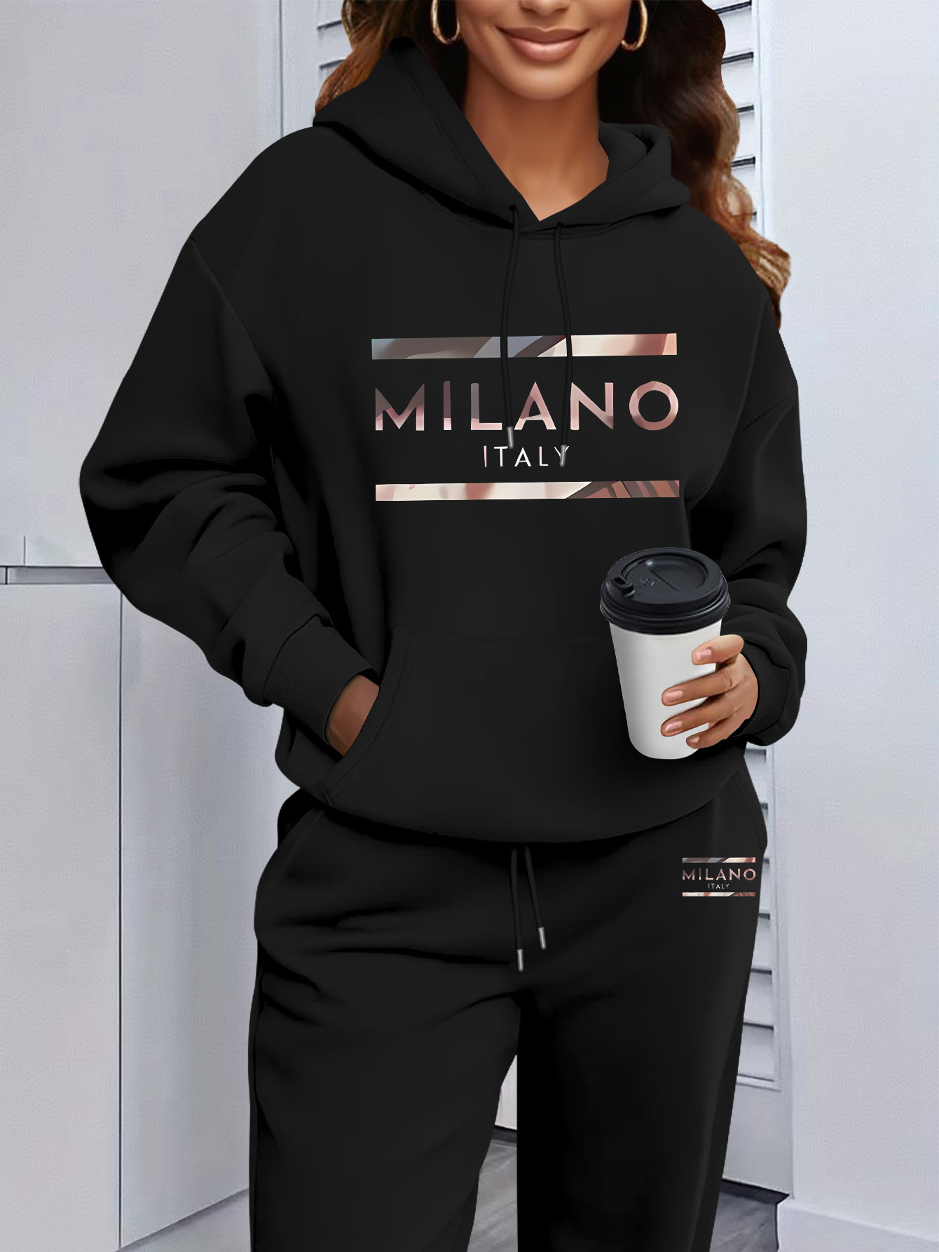 Winter Clothing For Women - 2026 Womens Print Hooded Sweatshirts Suit