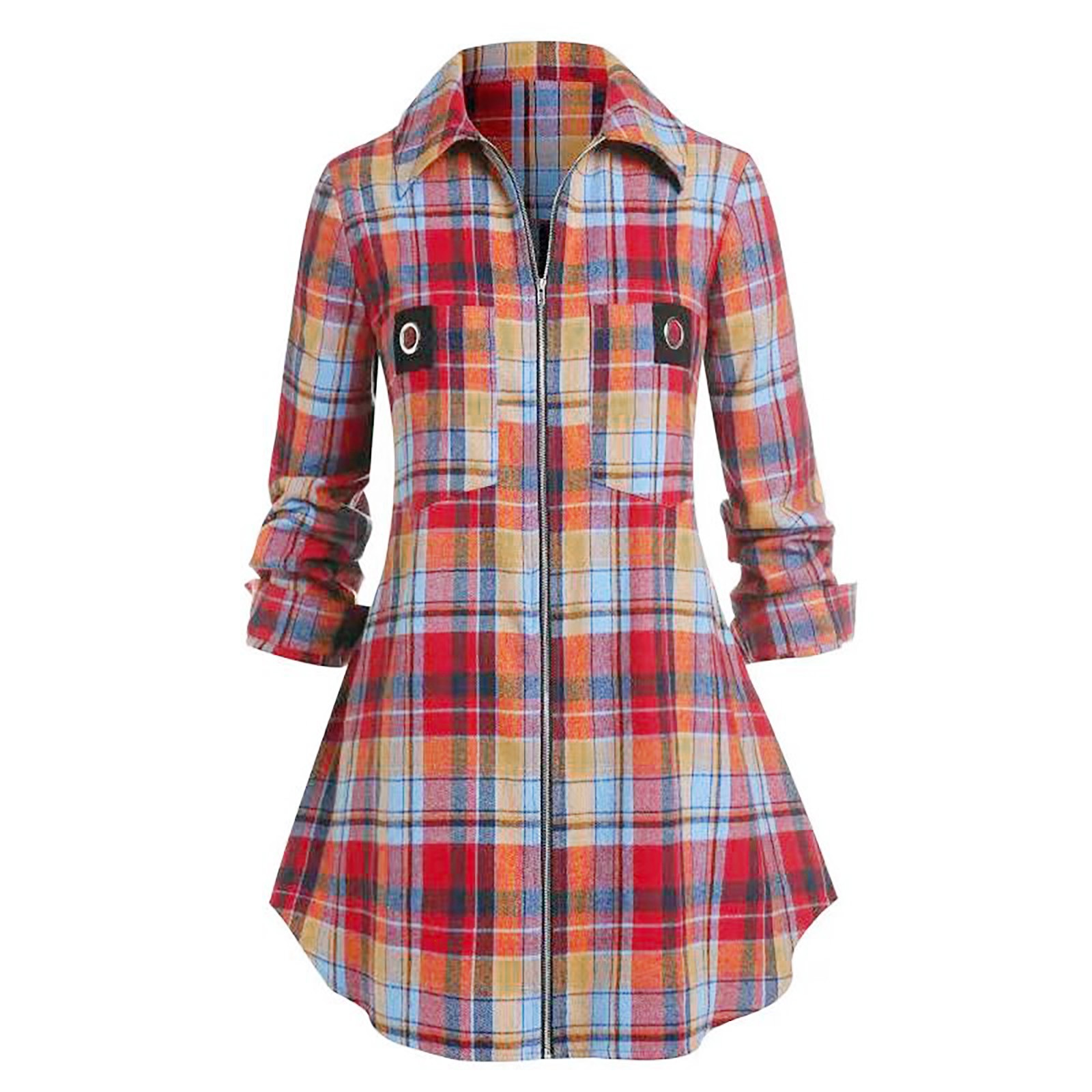 Plaid Long Sleeve Shirt Dress  - огляд і ціна Winter Clothing For Women
