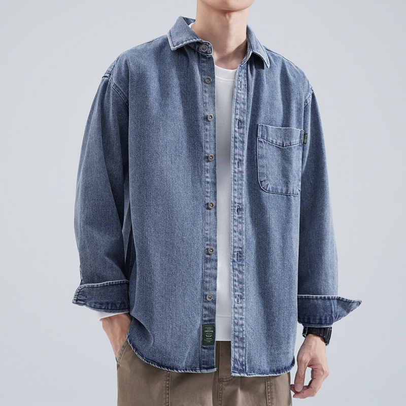 Denim Shirt Men's Long Sleeve  - огляд і ціна Winter Clothing Pk