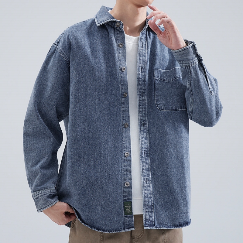 Denim Shirt Men's Long Sleeve  - огляд і ціна Winter Clothing Pk