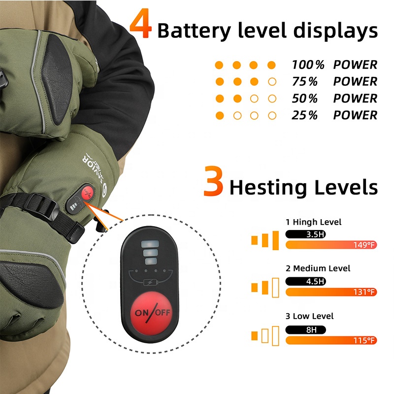 Green 7.4V 3000mAh Outdoor War - огляд і ціна Heated Gloves Electric