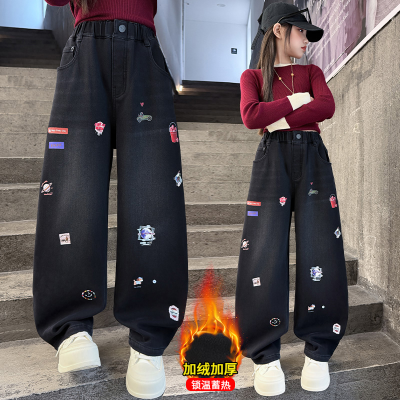 Autumn Girls' Jeans Cartoon Em - огляд і ціна Winter Clothing Drawing