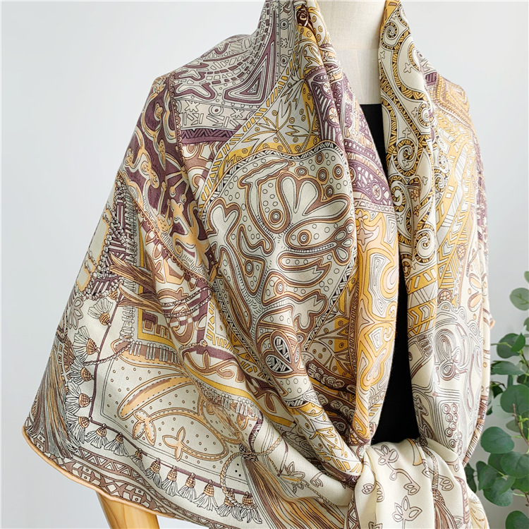 Silk Wool Scarf 135CM Luxury D - огляд і ціна Winter Clothing Hong Kong